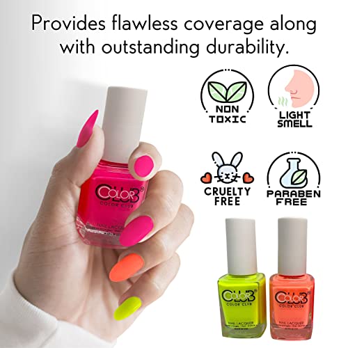 Color Club Neon Warm Nail Polish Set Of 3 - Gel Nail Polish For Salon Style Nail Manicure And Nail Art - Modern Style Soak Off Uv Gel Nail Polish Set #TOP4