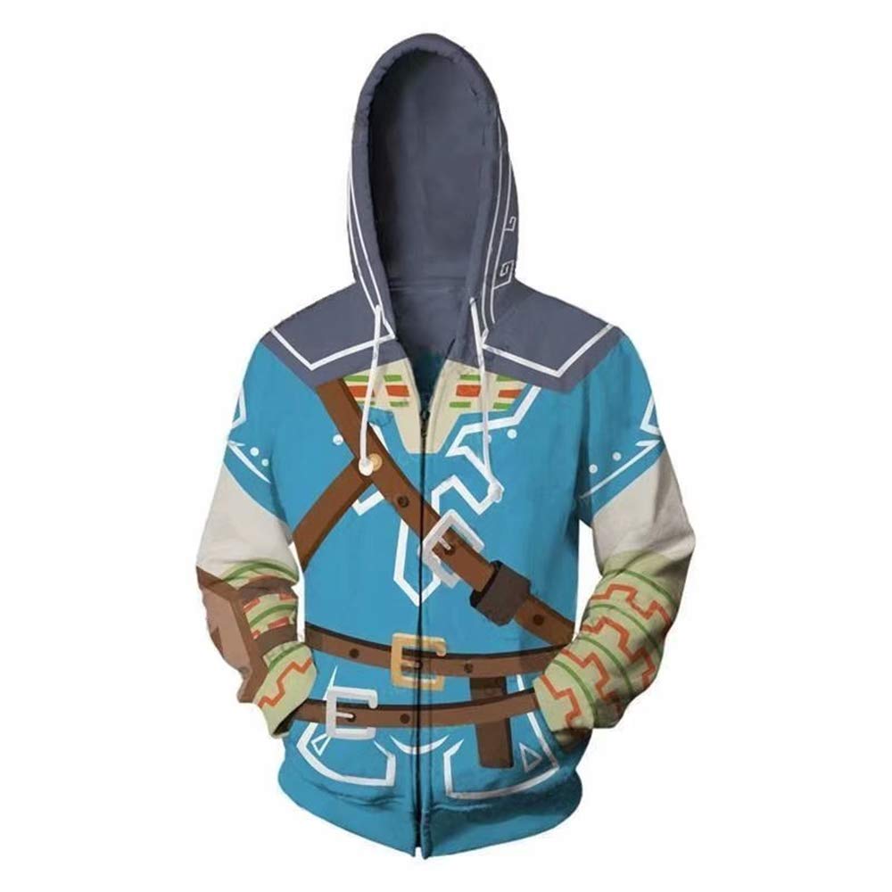 Game Cosplay Hoodie Halloween Costume 3D Link Zipper Jacket