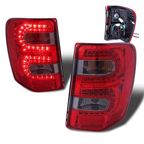 SPPC Red/Smoke LED Tail Lights Assembly Set for Jeep Grand Cherokee - (Pair) Includes Driver Left and Passenger Right Side Replacement