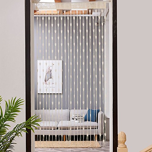 PINDIA Sheer 1 Pc Decorative Heart Curtain Room Door Curtain - White 6Ft, Rod Pocket Curtains, Polyester Blend, Heart Net Patch