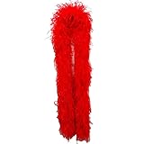 オーストリッチ マラボー 羽根 羽ショール ボリューム ホワイト 6ply (レッド)