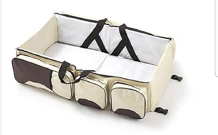 Generic Cotton & Synthetic Leather Baby Bag (BB_01_Cream)