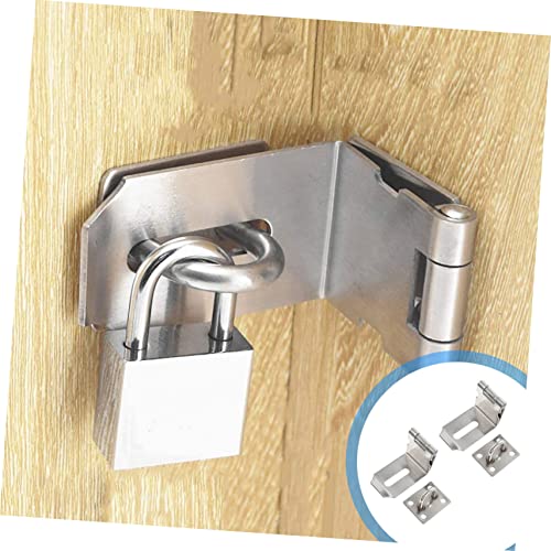 Image of DOITOOL 2pcs Stainless Steel Right Angle Cabinet Hasp Lock Durable Latch Lock for Doors Cabinets Sheds Easy Installation Compact Design