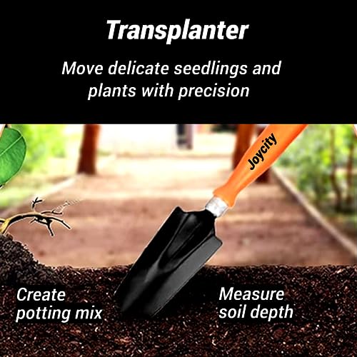 Joycity Gardening Tools Kit for Home Garden – 3Pcs | Transplanter, Fork, Weeder | Durable and Sturdy Garden Tools Set