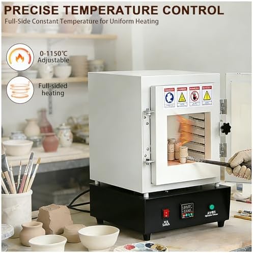 Electric Kiln Furnace 1150℃ for Jewelry Casting and Metal Melting, 20x15x15 cm Muffle Lab Furnace for Ceramics and Jewelry Treatment, Closed Burnout Furnace