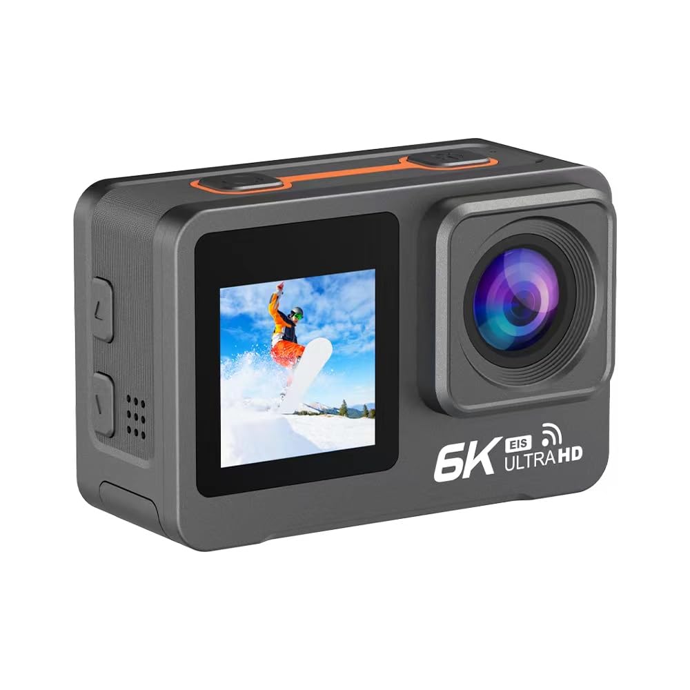 Lipa AT-M82TR Kamera sportowa IPS Wifi wodoodporna - Czujnik IMX - 21 akcesoriów - Rozdzielczość 6K - Podwójny ekran - SD do 256 GB - Zdalna -6K 30 kl./s - EIS - +SD 16 GB