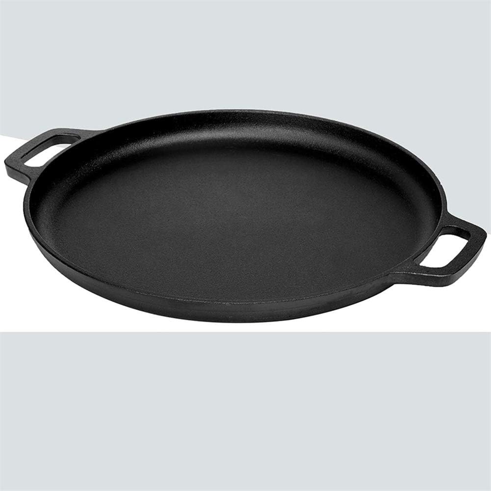Premium Natural Finish Pre-Seasoned Thick Cast Iron Pizza Baking Pan with 2 Generous Handles Superior Heat Retention Versatile Kitchen Cookware