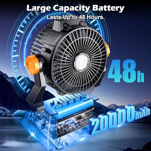 Camping-Fan-Portable-Personal-Fan-20000mAh-for-48Hrs-Cooling-Dual-Motor-Dual-Fan-Blade-Battery-Powered-Fan-Rechargeable-Tent-Fan-with-Timers-for-Fishing-Hurricane-Season-Outdoor