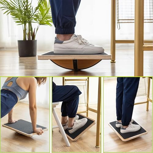 Image of StrongTek Wooden Balance Board with 2 Difficulty Options, Basic Rocker and Advanced 360 Wobble Board, Non-Slip Balance Trainer for Core Stability, Ankle Rehab, Physical Therapy and Fitness