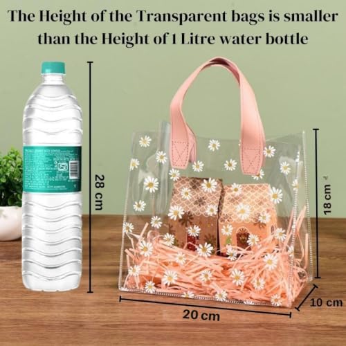 Image of SATYAM KRAFT 24 Pcs Transparent Reusable Leather Goodie Bags | Elegant Gift Bags for Her /Him Wedding Return Favors, Engagement Hampers, Marriage, Birthday & Festival Gifting | Handle Carry Bag