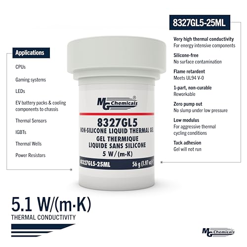 Image of MG Chemicals 8327GL5-25ML Non-Silicone Liquid Thermal Gel 5 W /(m.K), 56g, 1-Part Jar