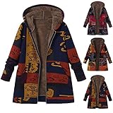 TWIOIOVE Hoodie Jacke Damen Oversize Übergangsjacke Winter Freizeit Bedruckte Flauschjacke Kapuzen-Plüschjacke Plus Fleecejacke Mantel Gemütlich Warm Kälteschutz Softshelljacke