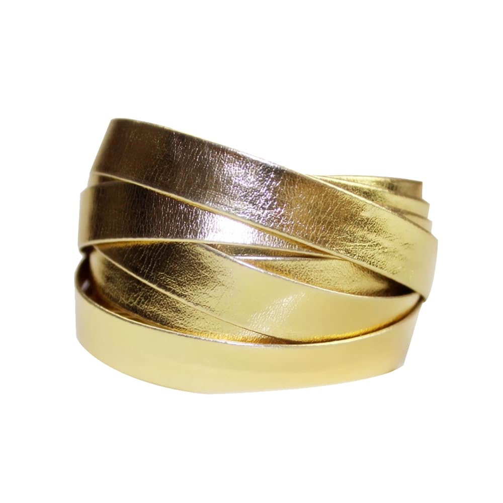 5 Meter Gold Faux Leather Strip 10mm Wide Metallic Flat Faux Leather Strap for DIY Crafts Making