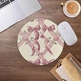 Vintage Pink Bow Mouse Pad,Coquette Trendy Mousepad for Desk Home Office Dorm Computers Laptop Accessories,7.9×7.9 Inch