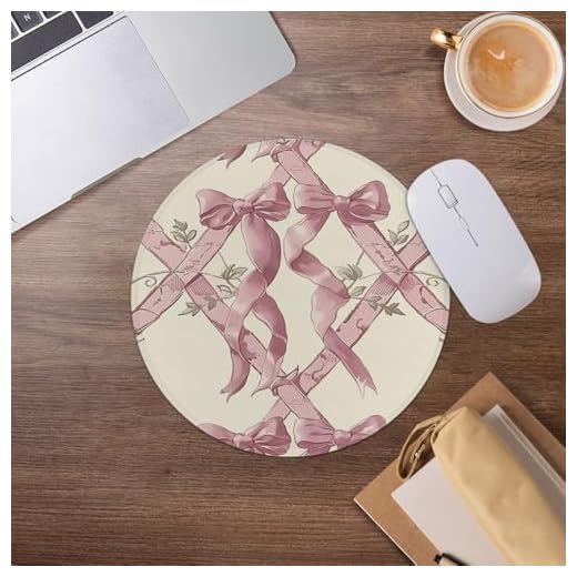 Vintage Pink Bow Mouse Pad,Coquette Trendy Mousepad for Desk Home Office Dorm Computers Laptop Accessories,7.9x7.9 Inch