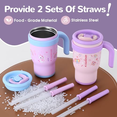 Image of 14 oz Toddler Tumbler with Handle, 2 Pack Kids Straw Cups with Sippy Lid
