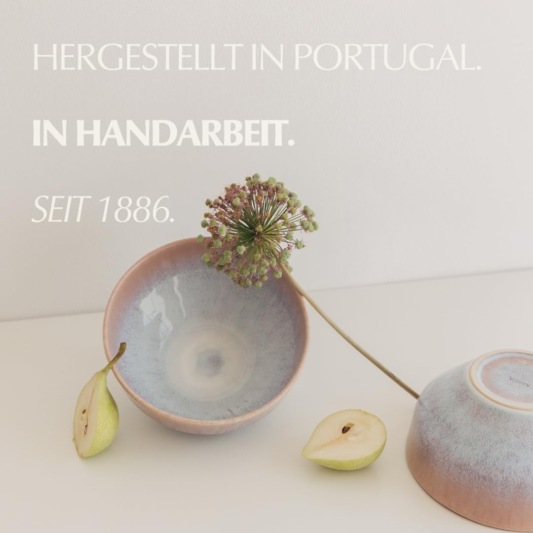 Keramik Müslischale 4er Set I Handgefertigtes Steingut-Geschirrset I Hochwertige Keramikschalen I Salatschüsseln Bowl Set I Langlebig & Spülmaschinenfest I Modernes Design I 15,5 x 7 cm