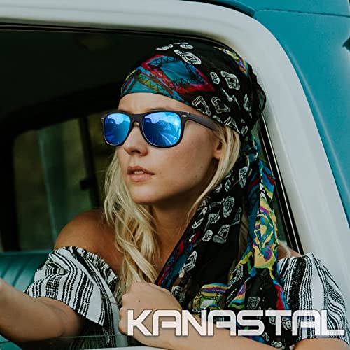 Image of KANASTAL Polarized Sunglasses Men Women TR90 Retro Classic Square Sun Glasses with UV400 Protection Mirror Blue Lens Shades