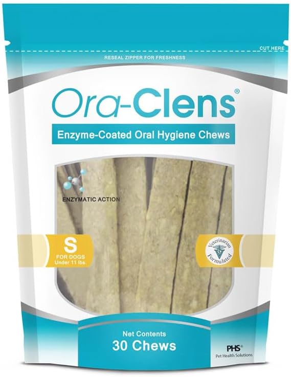 Oral Hygiene Chews for Small Dogs – Cleans Teeth and Freshens Breathe – Coated with Enzymes – Prevents Plaque & Bacteria Build Up – 30 Chews Oral Hygiene Chews for Small Dogs – Cleans Teeth and Freshens Breathe – Coated with Enzymes – Prevents Plaque & Bacteria Build Up – 30 Chews