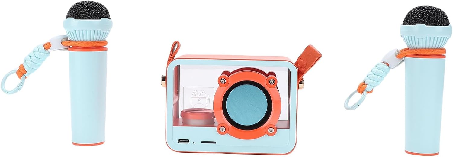 Tbest Karaoke Machine Bluetooth Speaker Portable with 2 Wireless Microphones for Kids Adults Home Party Outdoor Travel Lightweight Plastic Built in Battery (Orange)