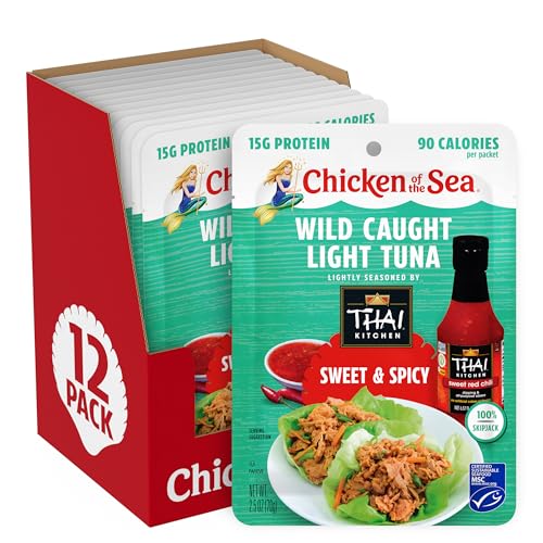 Chicken of the Sea Wild Caught Light Tuna, 2.5 oz. Packets (Box of 12), Sweet & Spicy Seasoning