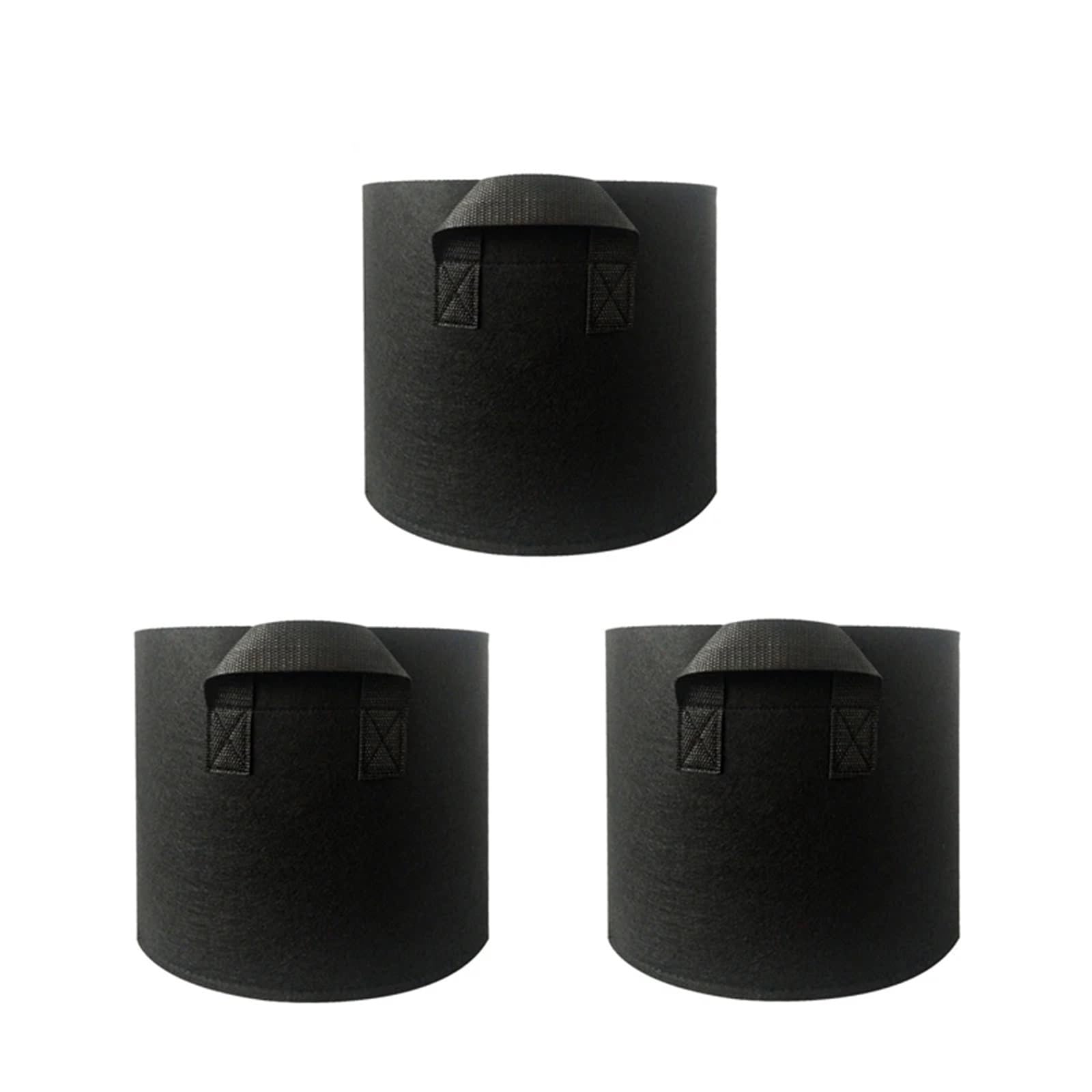 GIYXHU 1-3Pcs Vegetable/Flower/Plant Grow Bags 1/2/3/5/7/10/12Gallons Thickened Non-Woven Aeration Fabric Pots With Handles for Flowers Vegetables(3PCS Black,3Gallon 25X22cm)
