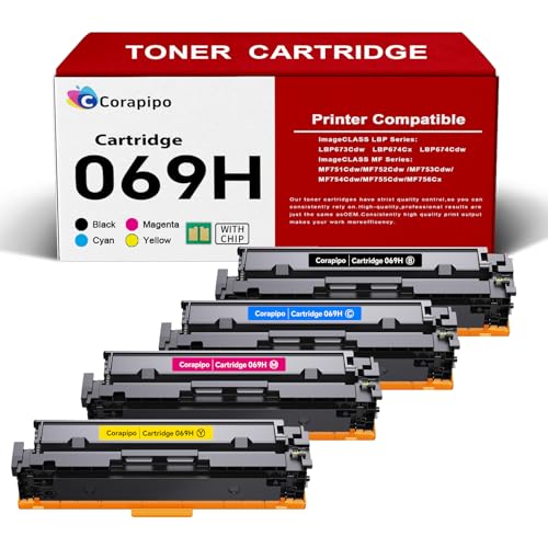 Image of 069H / 069 High Yield Toner Cartridge Set :Compatible Replacement Canon 069H Toner for Canon MF753Cdw / 069 / 069H Toner Cartridge for ImageCLASS MF753Cdw MF751Cdw MF750C LBP674Cdw Printer