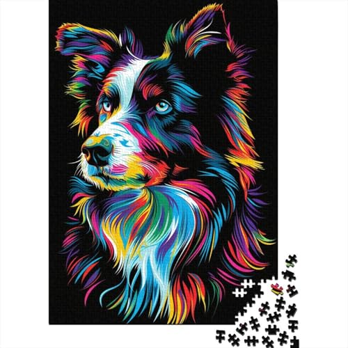 Puzzles pour Adultes 1000 pièces DJ Neon Border Collie Puzzles en Bois pour Adultes Jeux de Puzzle durables Cadeaux d'halloween 1000 pièces (38 x 26 cm)