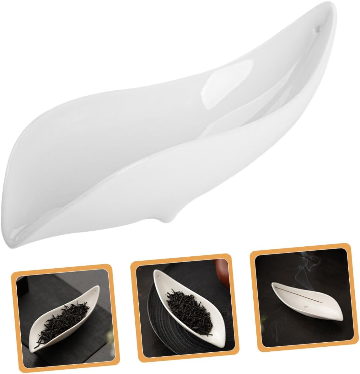 OUNONA Ceramic Tea Leaf Scoop Multi Functional Container for Loose Leaf Tea Beans and Salt Easy to Clean Simple Design