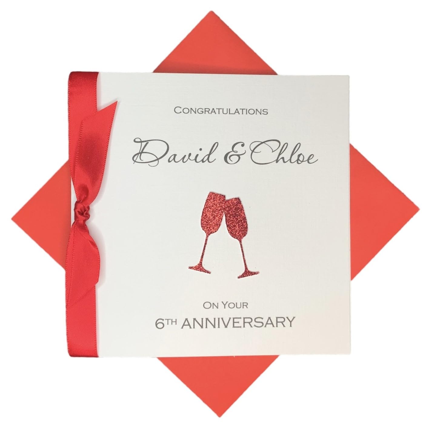 6th Anniversary Card - Iron 6 Year Sixth Wedding Anniversary Greeting Card, Personalised Gift for Wife Husband Couple Friends - Various Designs (Champagne) โ image 1