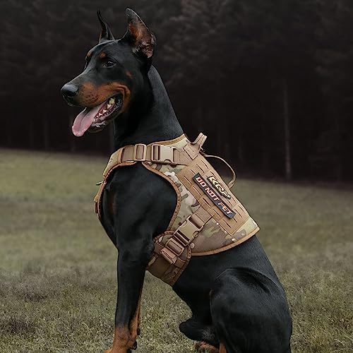 Miniatura 5 de Arnés táctico para perro, arnés para perro sin tirones, chaleco militar con clips metálicos ajustables, arnés para perros grandes, medianos y