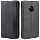 HualuBro Handyhülle für Vivo NEX 3 Hülle, Retro Leder Brieftasche Stoßfest Schutzhülle Handytasche LederHülle Flip Hülle Cover für Vivo NEX 3 Tasche - Schwarz