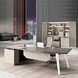 LITFAD L-Shape Executive Desk Artificial Wood Office Desk Cable Management Modern Simple Boss Table Computer Desk - Right Side Cabinet 87