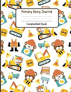 Primary Story Journal Composition Book: Boys Trucks Dotted Midline and Picture Space | 100 Story Pages Grades K-2 School Exercise Book |