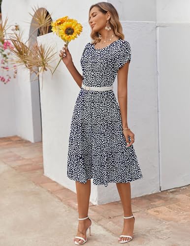 Image of ZEAGOO Womens Casual Dresses for Summer Short Sleeve Flare Midi Dress Loose Flowy Beach Sundress