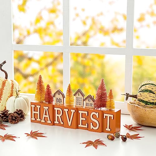 Glitzhome-14L-Rustic-Harvest-Village-House-Brush-Trees-Table-Decor-Farmhouse-Wood-Freestanding-Fall-Harvest-Table-Block-Decor-Sign-Fall-Autumn-Table-Decor-Desktop-Decorations-Autumn-Harvest-Festival Glitzhome 14L Rustic Harvest Village House Brush Trees Table Decor Farmhouse Wood Freestanding Fall Harvest Table Block Decor Sign Fall Autumn Table Decor Desktop Decorations Autumn Harvest Festival