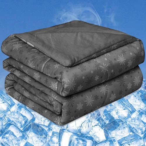 OIGAE Cooling Comforter, Japanese Q-Max 0.45 Double Sided Cooling Blankets for Hot Sleepers & Night Sweats, Lightweight Breathable Summer Blanket for Bed, Travel, Camping, Dark Grey, Twin 60