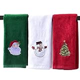 Christmas Hand Towels for Bathroom 16 x 25 inch, 3 Pack Embroidery Design 100% Cotton Super Soft and