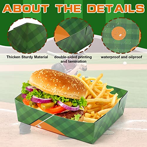 Image of Teling 36 Pcs Large Baseball Plates Party Trays 5 Lb Food Boat,White | Paper Plates with Baseball Designs, Holds Nachos Burgers Fries, For Softball Birthday Party Supplies, Serving Snack Boats