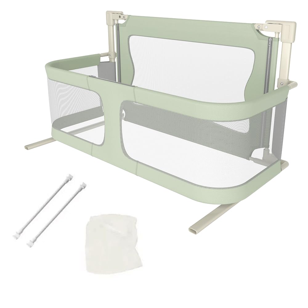 Kedia 1 reja para cama de bebé, valla plegable, riel de cama, barrera de protección para cama infantil para niños, protección contra caídas (verde-120 x 50 x 105 cm)
