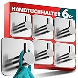 Menz Handtuchhalter ohne Bohren, 6er-Set, aus 304 Edelstahl, wasserdichte Klebehaken fürs...