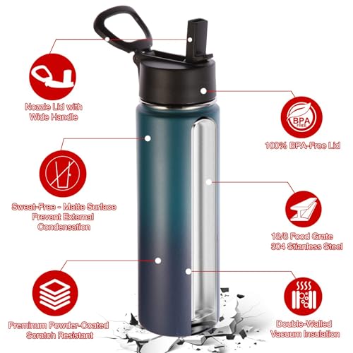 Bouteille d'eau de sport 24 oz gourde Dark Night robuste
