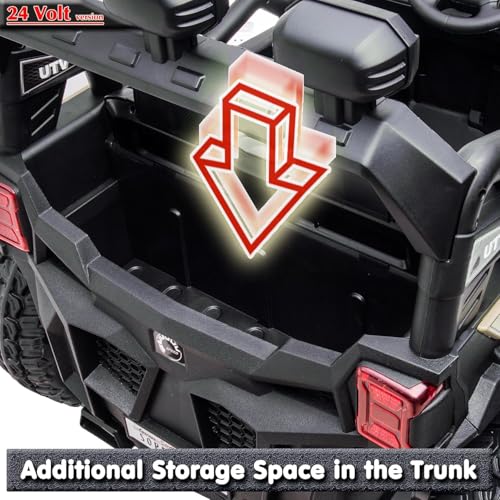 sopbost 24V Ride On Car with Remote Control, 4x4 Rdie On Toy for Kids, Battery Powered Electric Vehicles, 2WD/4WD Switchable, EVA Tires Wheels, Single-Seater, Music Play (Quicksand) - Thumbnail 6