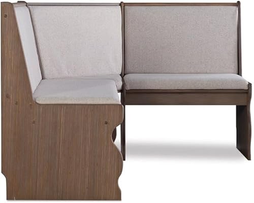 Miniatura 7 de Riverbay Furniture Patio Conversation - Juego de 3 piezas para cocina, desayuno, esquina de mesa, banco de tela natural, tapizado en marrón