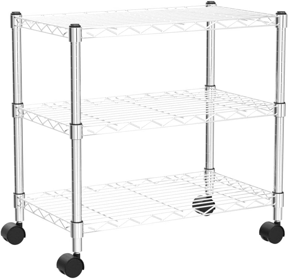 Simple Deluxe 3-Tier Heavy Duty Storage Shelves 750Lb Capacity, 24.02" D x 13.78" W x 21.97" H Shelving Unit for Pantry, Garage, Laundry and Kitchen, Chrome, 2 Pack