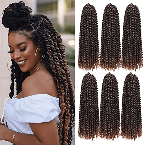 6 Packs Passion Twists Hair 18inch Ombre Water Wave Crochet Hair for Butterfly Soft Locs Synthetic Hair for Passion Twist Long Bohemian Locs Braiding Hair Extensions (18
