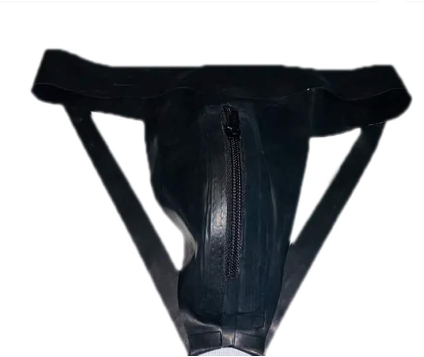 EXLATEX Men's Jockstrap Cup Underwear with Front Zipper for Men Sexy Latex Jock Strap
