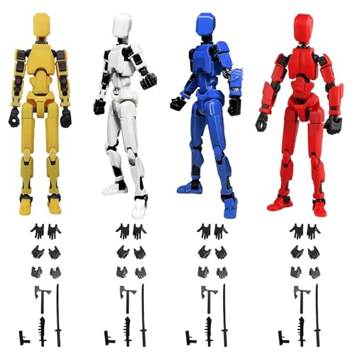 Image of ONNGEO 4 PC Action Figures Titan 13, 3D Printed Multi-Joint Movable Robot, T13 Lucky Action Figure, Dummy Robot Action 13, Desk Decoration Creative Robots, Nova 13 Mechanical Doll (YWBR)