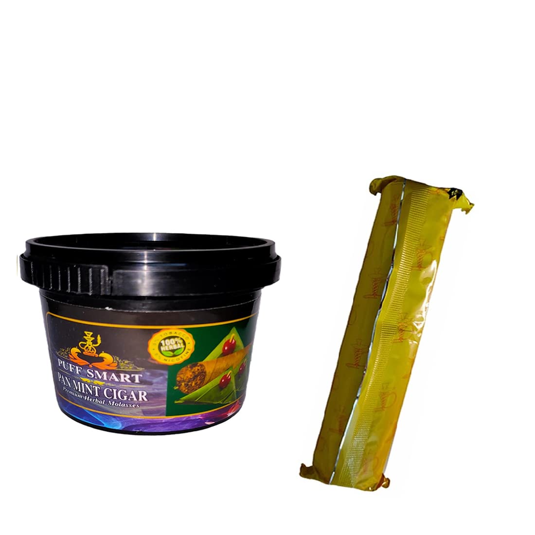PUFF SMART Premium Herbal Molasses Flavor PMC (100G) With 1 Quick Light Charcoal Combo (100% Tobacco And Nicotine Free)