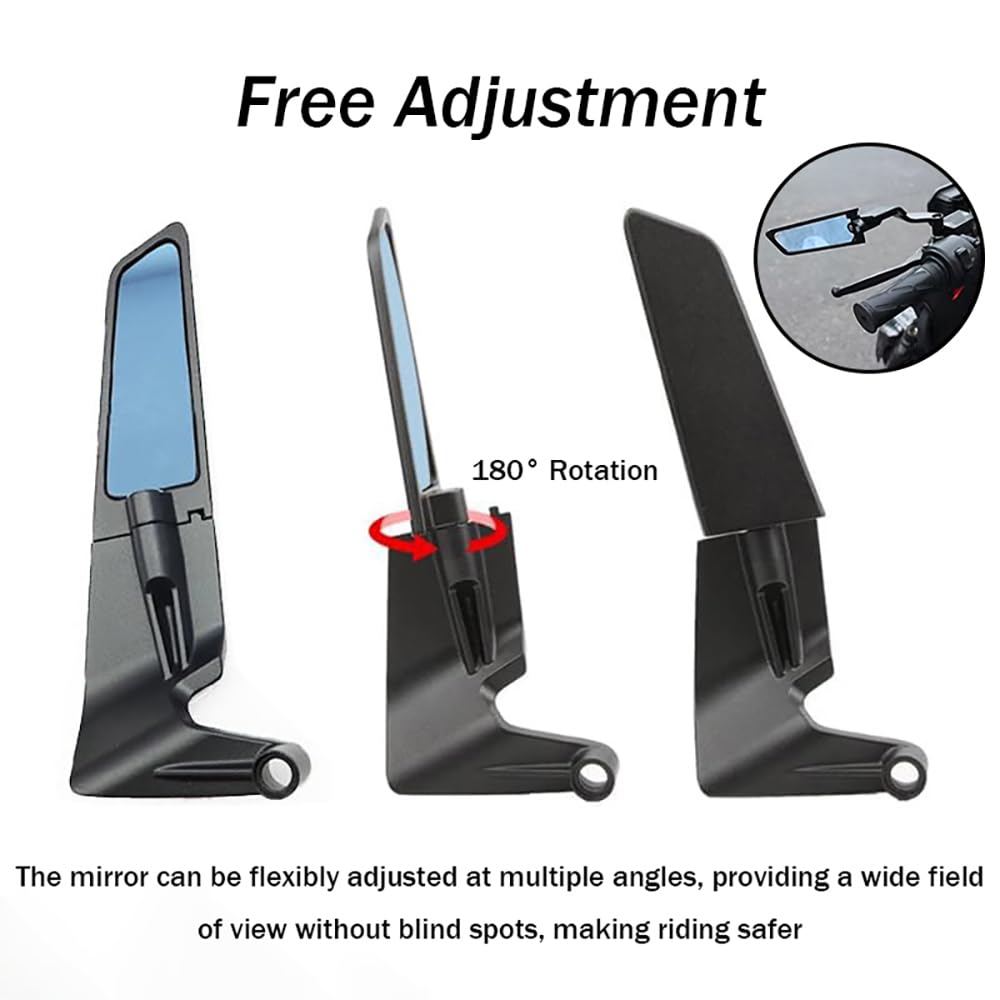 2 Pièces Retroviseur Moto pour Suzuki GSX-R 125 2017-2023, Ajustement Multi-Angle Rétroviseur Latéral Aérodynamique avec Verre Bleu Anti-Éblouissement